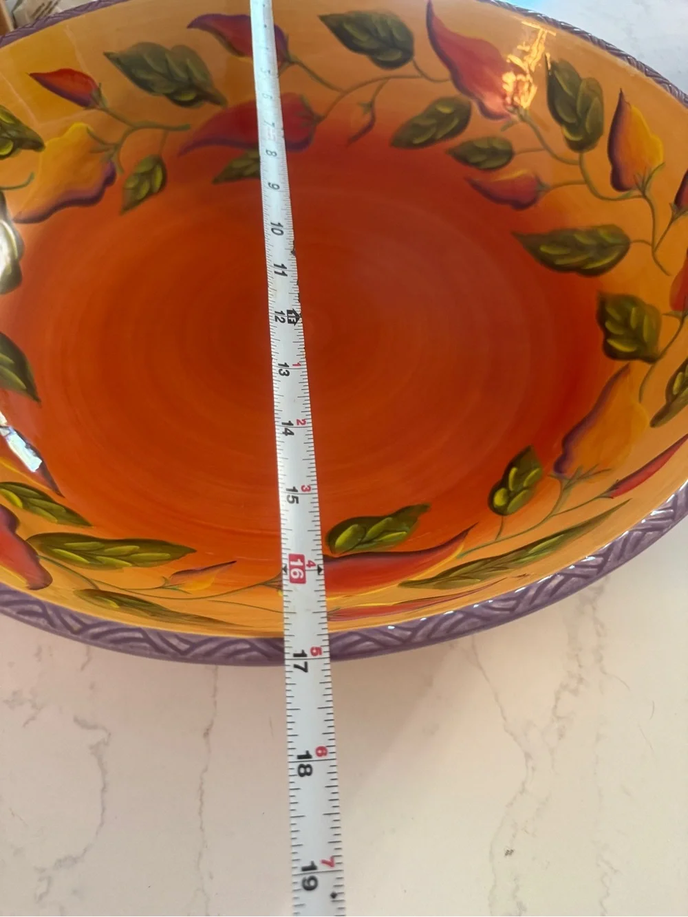 Clay Art Chili Fiesta Large Serving Bowl Hand Painted Stonelite 16